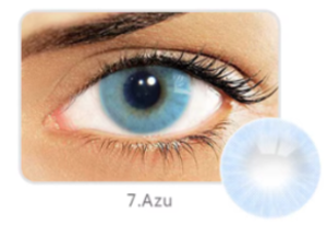 El lente Azul ofrece un tono celeste radiante. Su diseño de nueva colección crea una mirada clara, fresca y natural para lucir bella en todo momento.
