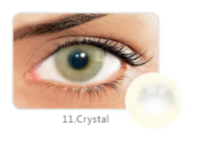 Los lentes Crystal ofrecen un gris translúcido radiante. Su diseño sin aro crea una mirada clara, profunda y natural para lucir bella en todo momento.