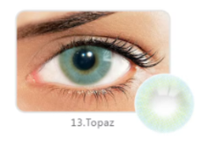 Los lentes Topaz ofrecen un azul aguamarina vibrante. Su diseño de nueva colección crea una mirada clara, oceánica y audaz para lucir bella siempre.